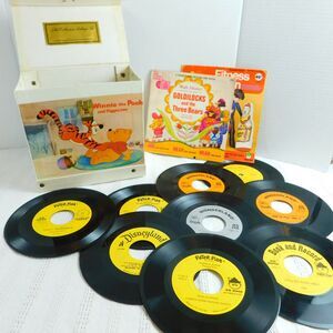 Disney Winnie the Pooh Carry Case Vintage LOT w/ Records RPM 33 Collection USA